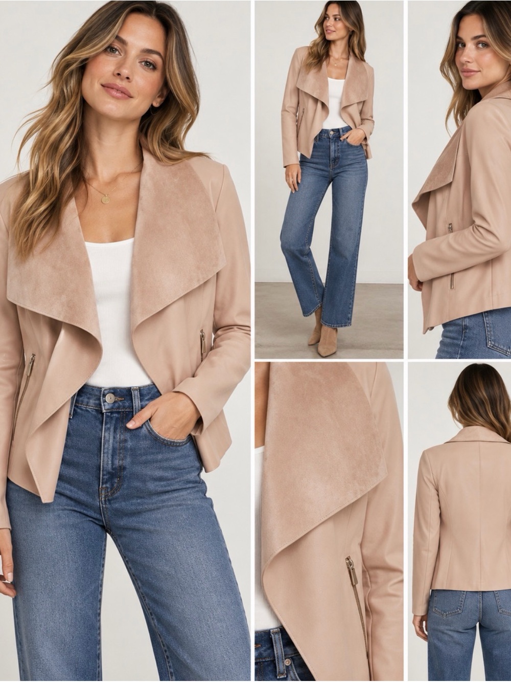 Bagatelle Tan Blazer with Waterfall Design and Wide Lapels
